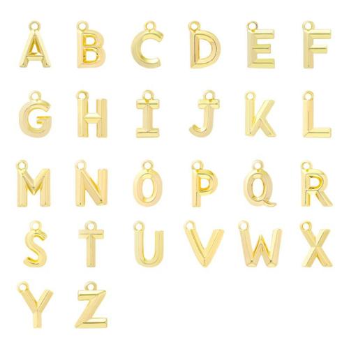Brass Jewelry Pendants, Alphabet Letter, plated, DIY, golden, nickel, lead & cadmium free, Sold By PC