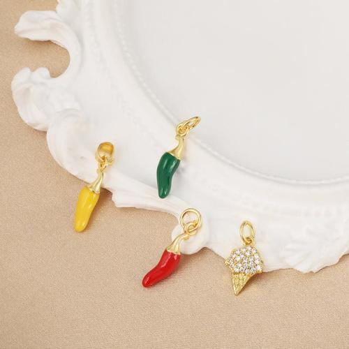 Brass Jewelry Pendants, plated, DIY & micro pave cubic zirconia & enamel, more colors for choice, nickel, lead & cadmium free, Sold By PC