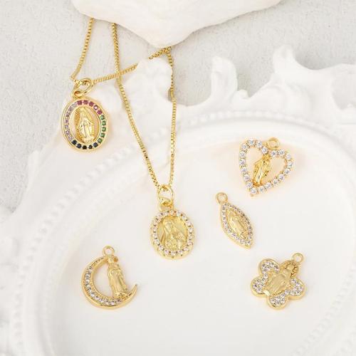 Cubic Zirconia Micro Pave Brass Pendant, plated, DIY & micro pave cubic zirconia, more colors for choice, nickel, lead & cadmium free, Sold By PC