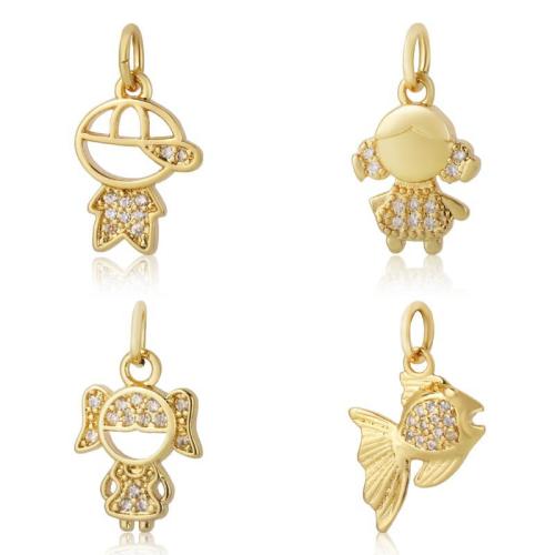 Cubique Pendentif en laiton zircon pavent, Placage, DIY & pavé de micro zircon, plus de couleurs à choisir, protéger l'environnement, sans nickel, plomb et cadmium, Vendu par PC