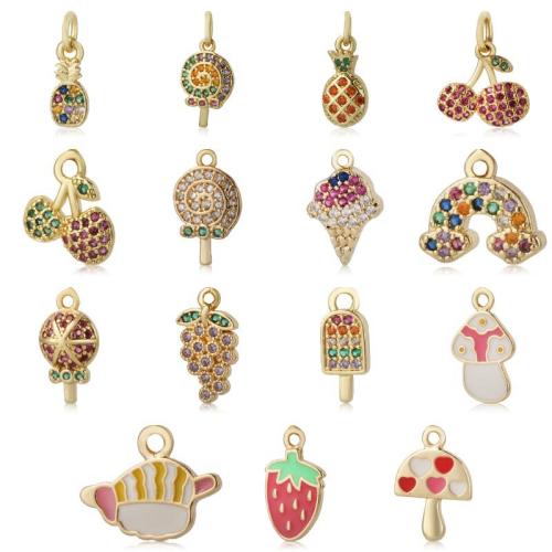 Cubique Pendentif en laiton zircon pavent, Placage, DIY & pavé de micro zircon & émail, plus de couleurs à choisir, protéger l'environnement, sans nickel, plomb et cadmium, Vendu par PC