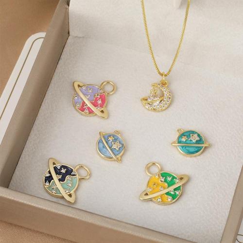 Cubic Zirconia Micro Pave Brass Pendant, plated, DIY & micro pave cubic zirconia & enamel, more colors for choice, nickel, lead & cadmium free, Sold By PC