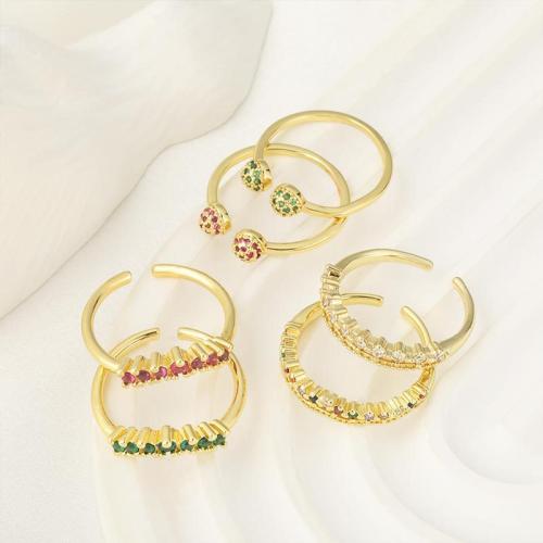 Kubische Zro2-Micro Pave Messingring, Messing, plattiert, Modeschmuck & Micro pave Zirkonia, keine, frei von Nickel, Blei & Kadmium, verkauft von PC
