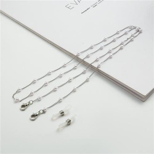 Tibetan Style Glasses Chain, with Plastic Pearl, gold color plated, fashion jewelry, more colors for choice, 50x50x50mm, Length:38 cm, Sold By PC