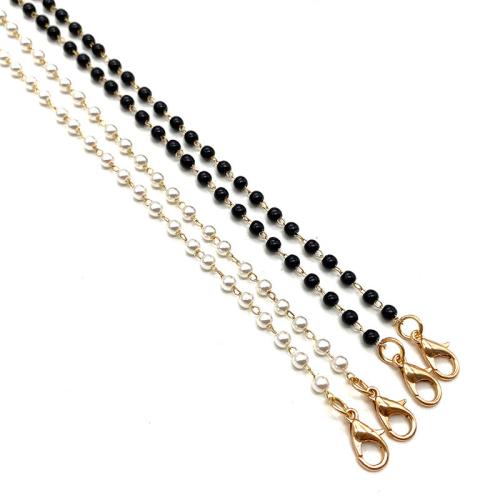 Tibetan Style Glasses Chain, with Plastic Pearl, gold color plated, fashion jewelry, more colors for choice, 50x90x10mm, Length:38 cm, Sold By PC