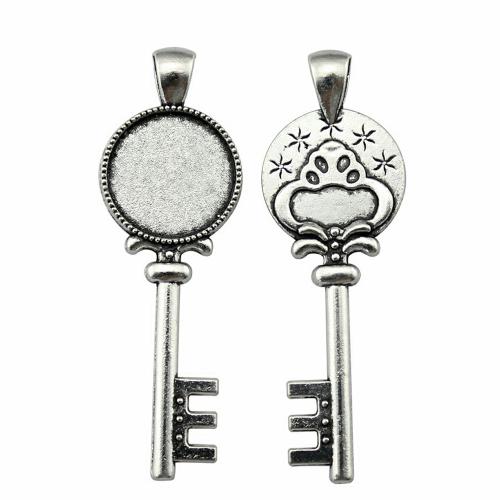 Pendentif en alliage de zinc Cabochon Cadre, clé, Placage, DIY, Diamètre intérieur:Environ 18mm, Vendu par PC