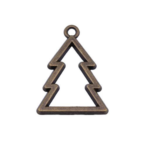 Pendentifs Noël en alliage de zinc, arbre de noël, Placage, Conception de Noël & DIY & creux, couleur bronze antique, 36x26mm, 10PC/sac, Vendu par sac