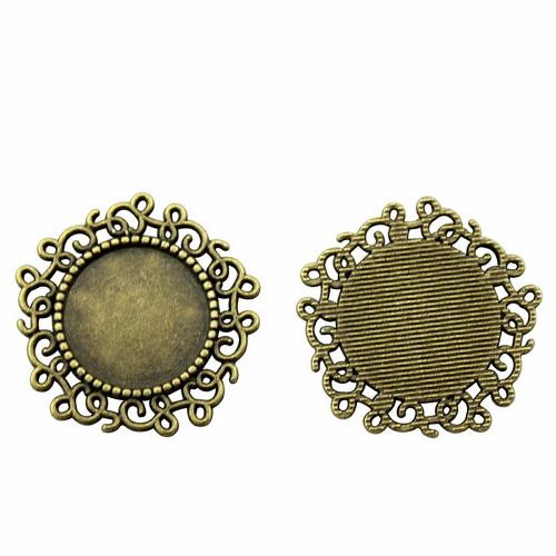 Pendentif en alliage de zinc Cabochon Cadre, Placage, DIY & creux, couleur bronze antique, Diamètre intérieur:Environ 14mm, 10PC/PC, Vendu par PC