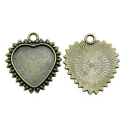 Pendentif en alliage de zinc Cabochon Cadre, coeur, Placage, DIY, couleur bronze antique, Diamètre intérieur:Environ 20mm, Vendu par PC