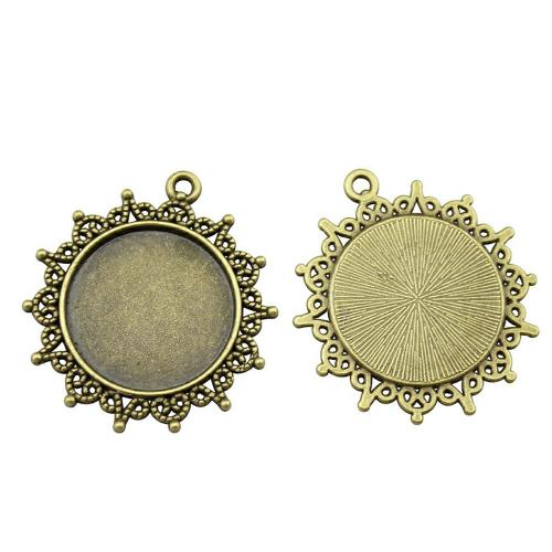 Pendentif en alliage de zinc Cabochon Cadre, Placage, DIY & creux, Diamètre intérieur:Environ 25mm, Vendu par PC