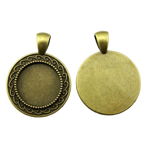 Tibetan Style Pendant Cabochon Setting, Round, plated, DIY, antique bronze color, Inner Diameter:Approx 18mm, Sold By PC