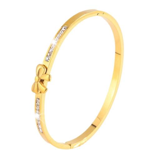 Bracelet en acier inoxydable, Acier inoxydable 304, Placage, bijoux de mode & pour femme & avec strass, doré, Vendu par PC