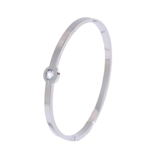Bracelet en acier inoxydable, Acier inoxydable 304, Placage, bijoux de mode & pour femme & avec strass, plus de couleurs à choisir, 1mm, Vendu par PC