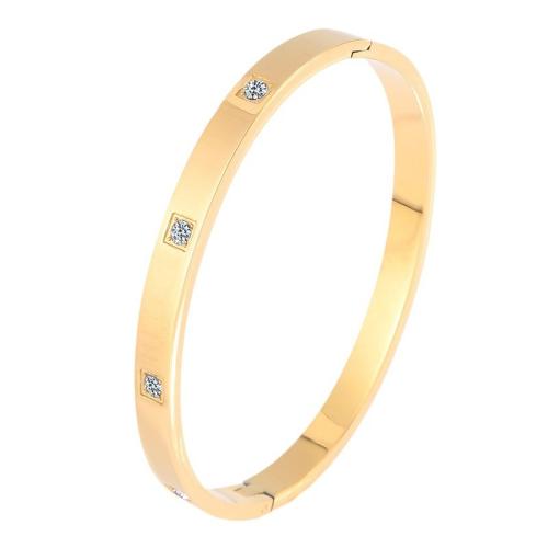 Bracelet en acier inoxydable, Acier inoxydable 304, Placage, bijoux de mode & pour femme & avec strass, doré, Vendu par PC