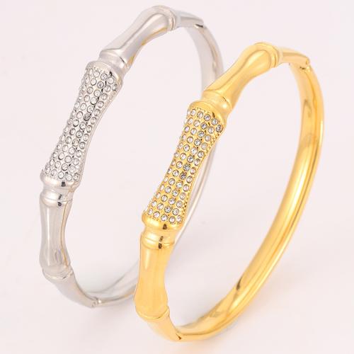Edelstahl Armreif, 304 Edelstahl, plattiert, Modeschmuck & unisex & mit Strass, keine, verkauft von PC