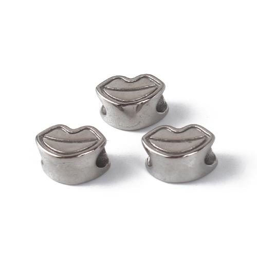 Edelstahl-Beads, 304 Edelstahl, Lippe, silberfarben plattiert, DIY, Silberfarbe, 13.59x7.92x9.93mm, verkauft von PC