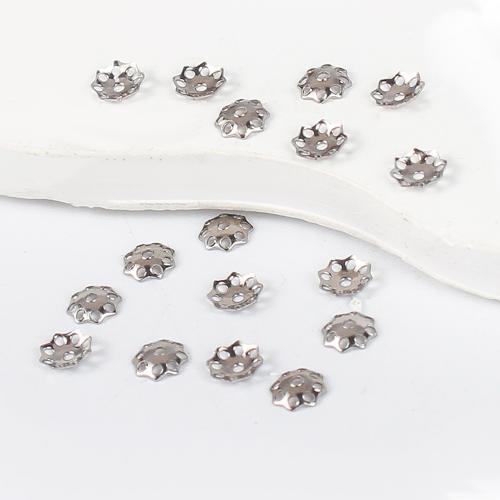Stainless Steel Bead Cap, 304 Stainless Steel, Flower, silver color plated, DIY, silver color, Healthy Bracelet, 4.61x0.96x4.68mm, Inner Diameter:Approx 0.5mm, Sold By PC