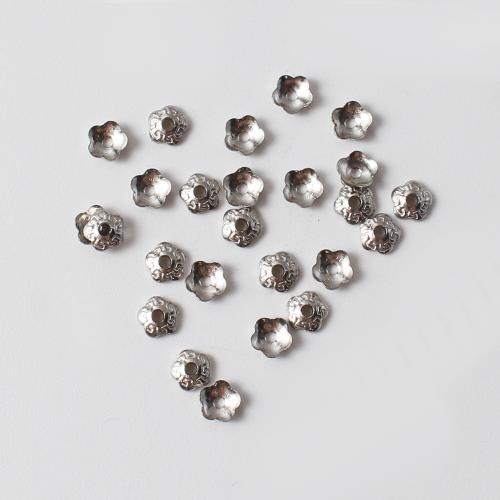 Inoxydable acier Perle Casquette, Acier inoxydable 304, fleur, Placage de couleur argentée, DIY, argent, 3.87x1.18x3.80mm, Diamètre intérieur:Environ 0.5mm, Vendu par PC