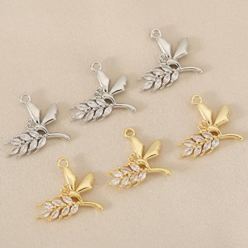 Cubic Zirconia Micro Pave Brass Pendant, plated, DIY & micro pave cubic zirconia, more colors for choice, nickel, lead & cadmium free, 10PCs/Bag, Sold By Bag