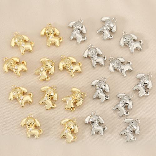 Cubic Zirconia Micro Pave Brass Pendant, Dog, plated, DIY & micro pave cubic zirconia, more colors for choice, nickel, lead & cadmium free, 10PCs/Bag, Sold By Bag
