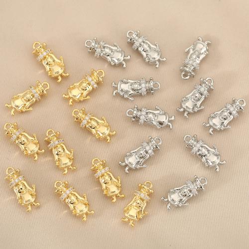 Cubic Zirconia Micro Pave Brass Pendant, plated, DIY & micro pave cubic zirconia, more colors for choice, nickel, lead & cadmium free, 10PCs/Bag, Sold By Bag