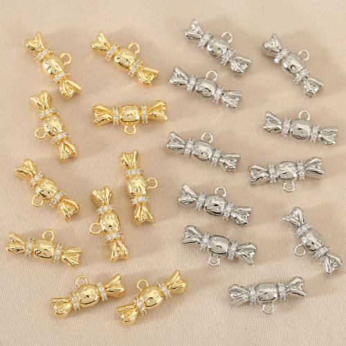 Cubic Zirconia Micro Pave Brass Pendant, Candy, plated, DIY & micro pave cubic zirconia, more colors for choice, nickel, lead & cadmium free, 10PCs/Bag, Sold By Bag
