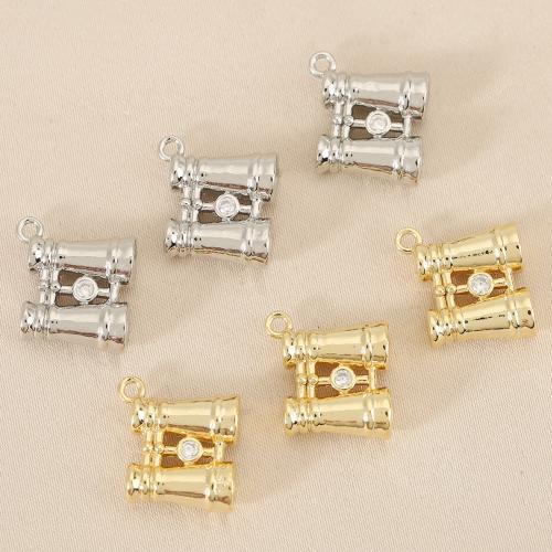 Cubic Zirconia Micro Pave Brass Pendant, Telescope, plated, DIY & micro pave cubic zirconia, more colors for choice, nickel, lead & cadmium free, 10PCs/Bag, Sold By Bag
