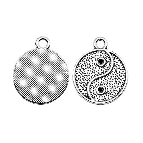 Pendentifs en alliage de zinc, Rond, Placage, DIY, 10PC/sac, Vendu par sac