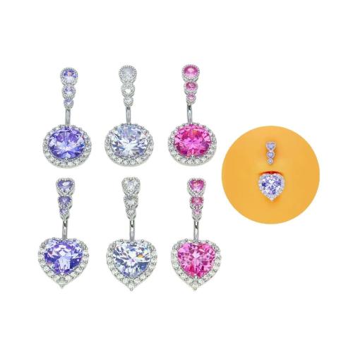 Brass Belly Ring, plated, different styles for choice & for woman & with rhinestone, 20mm, Sold By PC