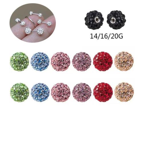 Polymer Clay Piercing Earring Findings, Round, DIY & different size for choice & with rhinestone, more colors for choice, Sold By PC
