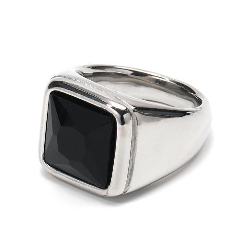 Titanium Steel Finger Ring, with Glass, Geometrical Pattern, plated, different size for choice & for man, more colors for choice, US Ring Size:6-13, Sold By PC