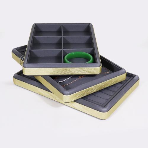 PU Leather Display Case, with Paper & Wood, Rectangle, different styles for choice, grey, 300x200x30mm, Sold By PC