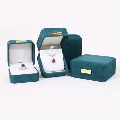 Velveteen Gift Box, with Plastic, different size for choice, green, Sold By PC