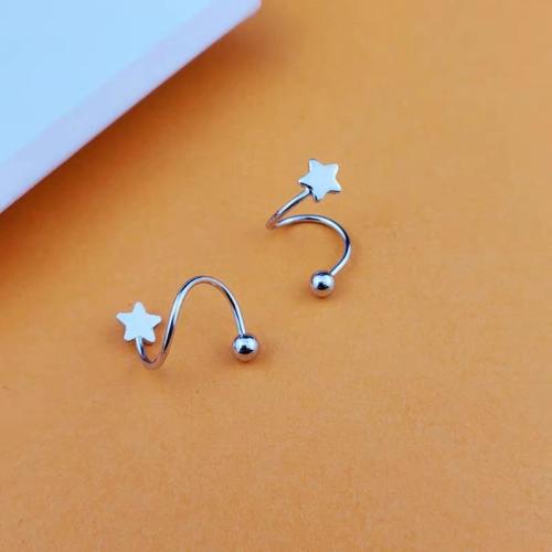 304 Stainless Steel Piercing Earring, Unisex & different styles for choice, original color, 8x0.80mm, Sold By PC