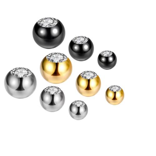 304 Stainless Steel Piercing Earring Findings, Round, plated, DIY & different size for choice & with rhinestone, more colors for choice, Sold By PC