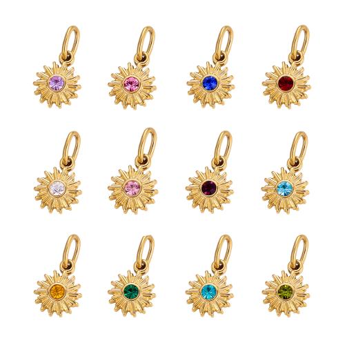 Bijoux pendentifs en acier inoxydable , Acier inoxydable 304, Placage de couleur d'or, DIY & pavé de micro zircon, plus de couleurs à choisir, Vendu par PC