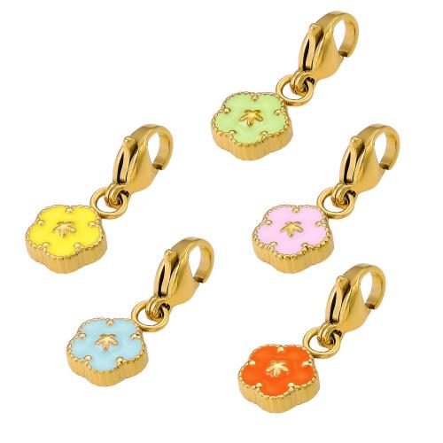 Stainless Steel Flower Pendant, 304 Stainless Steel, gold color plated, DIY & enamel, more colors for choice, Sold By PC