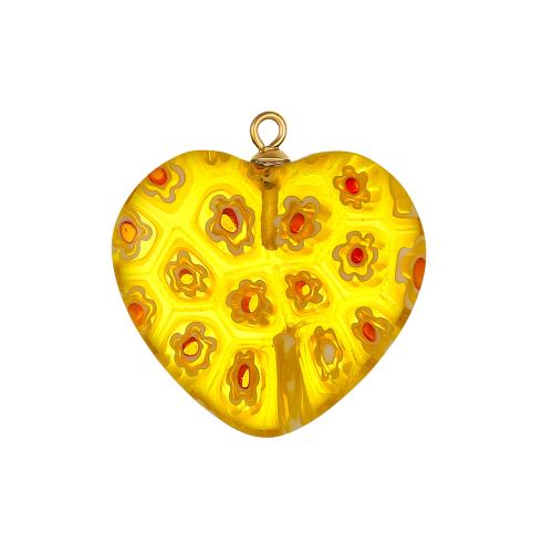 Millefiori Slice Lampwork Pendants, 304 Stainless Steel, with Lampwork, gold color plated, DIY, more colors for choice, Sold By PC