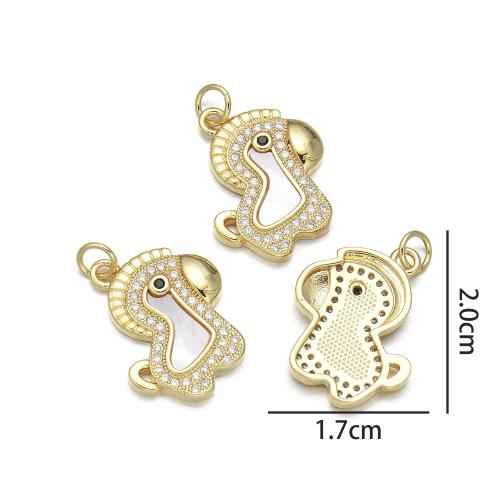 Natural White Shell Pendants, Brass, with White Shell, plated, DIY & micro pave cubic zirconia & 1/1 loop, more colors for choice, nickel, lead & cadmium free, Sold By PC