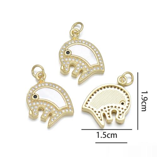 Shell Connector, Brass, with White Shell, plated, DIY & micro pave cubic zirconia & 1/1 loop, more colors for choice, nickel, lead & cadmium free, Sold By PC