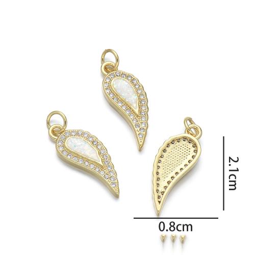 Sea Opal Pendants, Brass, with Opal, plated, DIY & micro pave cubic zirconia & 1/1 loop, more colors for choice, nickel, lead & cadmium free, Sold By PC