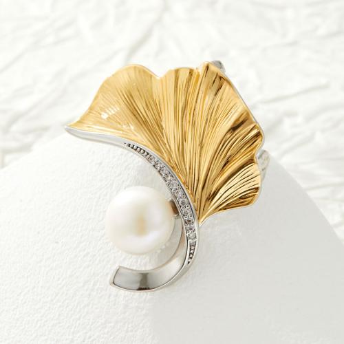 Broche perle d'eau douce, laiton, avec perle d'eau douce cultivée, bijoux de mode & avec strass, plus de couleurs à choisir, Vendu par PC