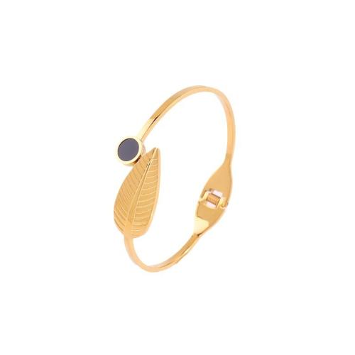 304 Stainless Steel Cuff Bangle, with Acrylic, 18K gold plated, fashion jewelry & for woman, Sold By PC
