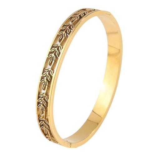 Stainless Steel Bangle, 304 Stainless Steel, plated, fashion jewelry & for woman & hollow, golden, Sold By PC