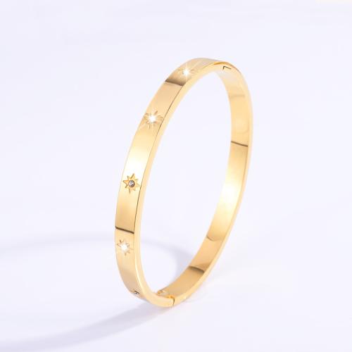 Stainless Steel Bangle, 304 Stainless Steel, plated, fashion jewelry & for woman & with rhinestone, more colors for choice, Sold By PC