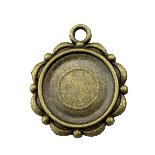 Tibetan Style Pendant Cabochon Setting, Flower, plated, DIY, more colors for choice, Inner Diameter:Approx 14mm, 10PCs/Bag, Sold By Bag