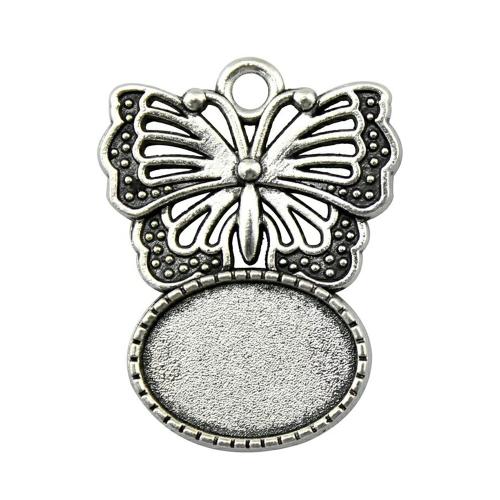 Tibetan Style Pendant Cabochon Setting, plated, DIY & hollow, more colors for choice, Inner Diameter:Approx 13x18mm, Sold By PC
