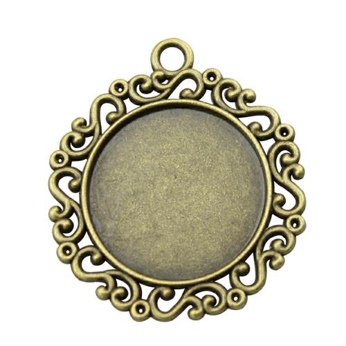 Tibetan Style Pendant Cabochon Setting, plated, DIY & hollow, more colors for choice, Inner Diameter:Approx 25mm, Sold By PC