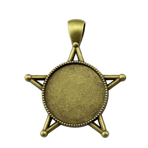 Tibetan Style Pendant Cabochon Setting, Star, plated, DIY, more colors for choice, Inner Diameter:Approx 20mm, Sold By PC