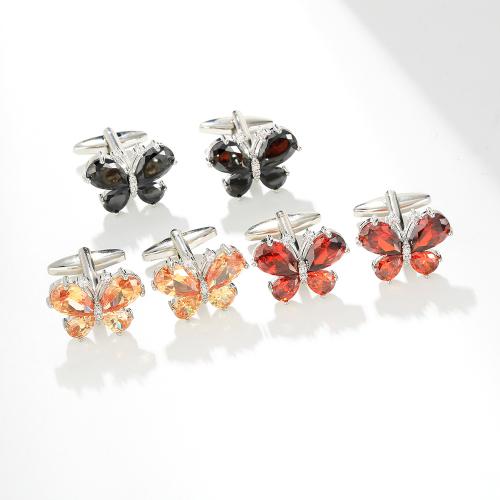 Manschettenknöpfe, Messing, mit kubischer Zirkonia, Schmetterling, plattiert, Modeschmuck & unisex, keine, verkauft von Paar